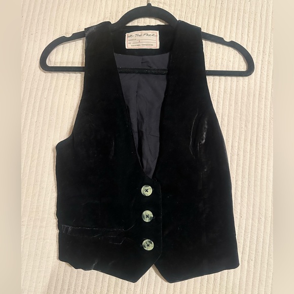 Free People Tops - Free people black velvet vest